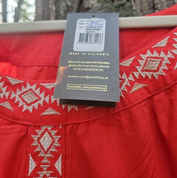 Juan D Dios Embroidered Cotton Buganvilias Maxi Dress Size XL - Picture 5 of 8